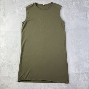Eileen Fisher Cotton Terry Dress Size Medium Green Sleeveless Summer Avacado